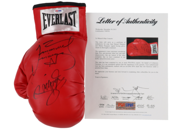 Boxing Glove Signed by Juan Manuel Marquez & Manny Pacquiao