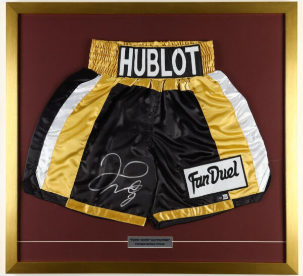 Boxing Shorts Signed by Floyd Mayweather (framed)