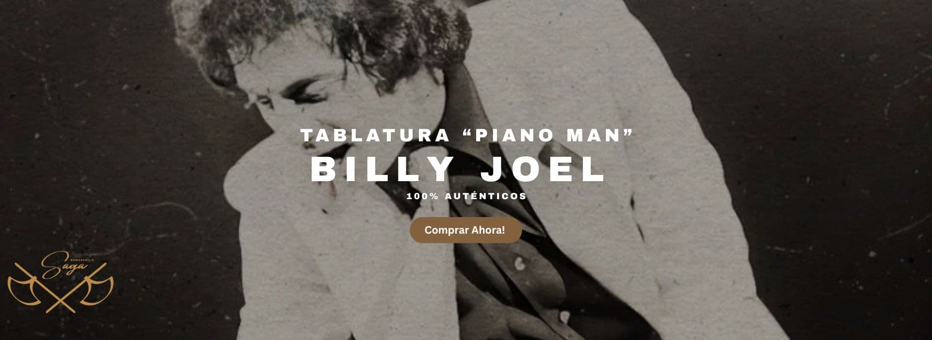 Banner Tablaturra Piano Man Billy Joel Saga Memorabilia Musical