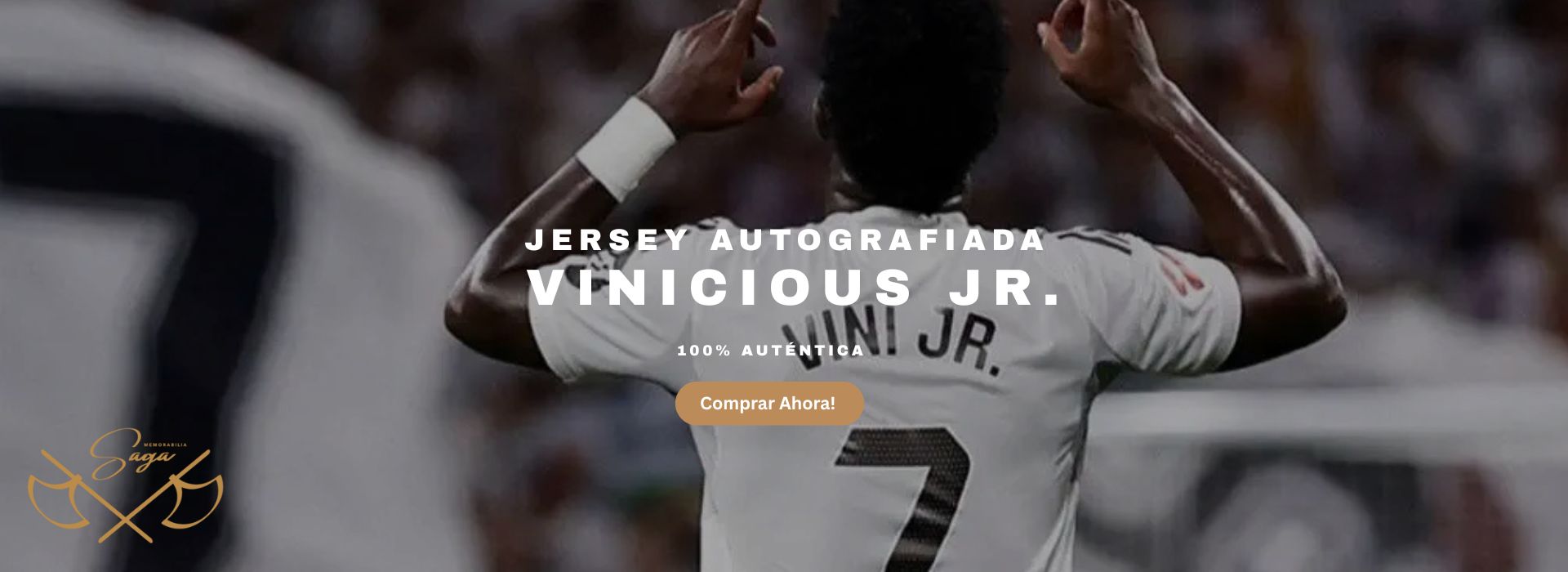 Banner Jersey Autografiada Vinicious Jr Saga Memorabilia Deportiva