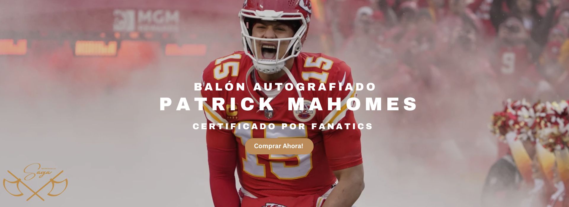 Banner Balón Autografiado Patrick Mahomes Kansas City Chiefs Memorabilia