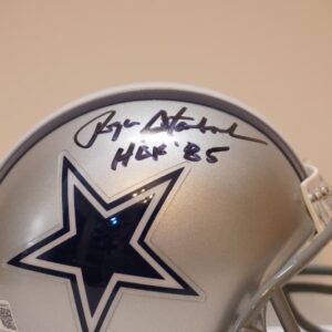 Close-up Firma Mini Casco Firmado Roger Staubach